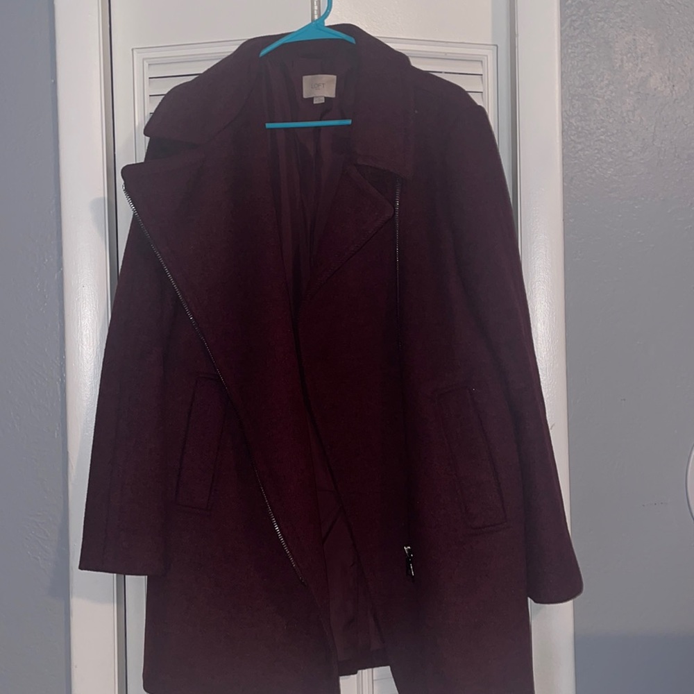 Loft Burgundy Dress Peacoat